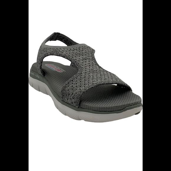 Skechers Knit Cutout Sport Sandals Deja Vu Grey - Medium - Picture 2 of 5